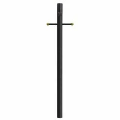 SOLUS 7 ft. Black Outdoor Direct Burial Lamp Post with Cross Arm and Auto Dusk-Dawn Photocell, Fits 3 in. Post Top, 7-320-BK