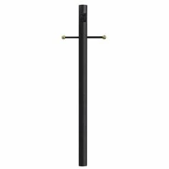 SOLUS 7 ft. Black Outdoor Direct Burial Lamp Post with Cross Arm and Grounded Convenience Outlet, 7-C-BK
