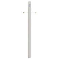 SOLUS 8 ft. White Outdoor Direct Burial Lamp Post with Cross Arm & Auto Dusk-Dawn Photocell, 8-320-WH