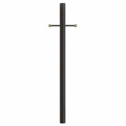 SOLUS 8 ft. Bronze Outdoor Direct Burial Aluminum Lamp Post with Cross Arm, 8-BZ