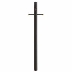 SOLUS 8 ft. Bronze Outdoor Direct Burial Lamp Post with Cross Arm and Grounded Convenience Outlet, 8-C-BZ