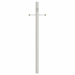 SOLUS 8 ft. White Outdoor Direct Burial Lamp Post with Cross Arm and Grounded Convenience Outlet, 8-C-WH