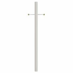 SOLUS 8 ft. White Outdoor Direct Burial Aluminum Lamp Post with Cross Arm, 8-WH