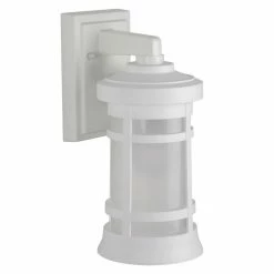 SOLUS White LED Round Composite Outdoor Wall Lantern Sconce, 3,000K, SPC50SF-LE26W-WH