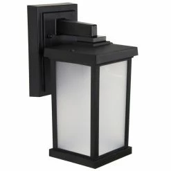 SOLUS Black LED Square Composite Outdoor Wall Lantern Sconce, 3,000K, SPC51SF-LE26W-BK