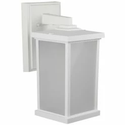 SOLUS White LED Square Composite Outdoor Wall Lantern Sconce, 3,000K, SPC51VF-LE26W-WH