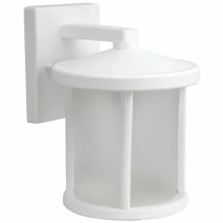 SOLUS White LED Round Composite Outdoor Wall Lantern Sconce, 3,000K, SPC52VF-LE26W-WH