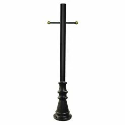 SOLUS 6 ft. Black Surface Mount Aluminum Lamp Post with Cross Arm/Cast Aluminum Base/Decorative Cover Hardware, SM6-STP-BK