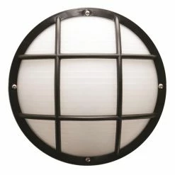 SOLUS Bulkhead 1-Light Black LED Outdoor Wall Mount Sconce with Durable Frosted Polycarbonate Lens, 4,000K, SP772WF-LE26C-B
