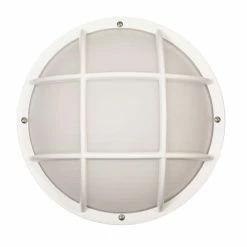 SOLUS Bulkhead 1-Light White LED Outdoor Wall Mount Sconce with Durable Frosted Polycarbonate Lens, 3,000K, SP772WF-LE26W-W