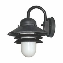 SOLUS Nautical 1-Light Black LED Outdoor Wall Mount Sconce, 3,000K, SPC75VL-LE26W-B, SPC75VL-LE26W-B