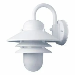 SOLUS Nautical 1-Light White LED Outdoor Wall Mount Sconce, White, 3,000K, 13 in. H x 10.0625 in., SPC75VL-LE26W-W