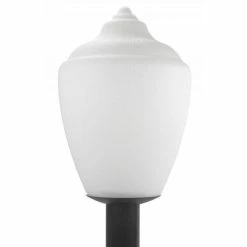 SOLUS Flame Tip Acorn 1-Light Black Post Mount Walkway Light, 4,000K, SPC9018-LE26C