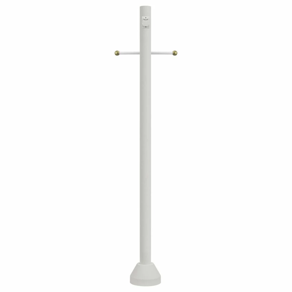 SOLUS 6 ft. White Surface Mount Aluminum Lamp Post with Cross Arm and Convenience Outlet, SM6-CSTV-WH 3 SOLUS 6 ft. White Surface Mount Aluminum Lamp Post with Cross Arm and Convenience Outlet, SM6-CSTV-WH