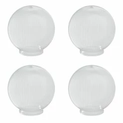 SOLUS Clear Prismatic Acrylic 6 in. Diameter Globes with 3.14 in. Outside Diameter Fitter Neck - 4 pk., S21006-CL-3F-4P