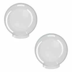SOLUS Clear Smooth Acrylic 8 in. Diameter Globes with 3.91 in. Outside Diameter Fitter Neck - 2 pk., S20008-CL-4F-2P