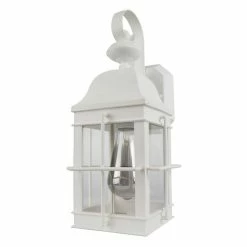 SOLUS Sedona Outdoor Wall Lantern Sconce. Durable Clear Acrylic Lens, 15 in. x 6.125 in., White, SPC241VC-WH