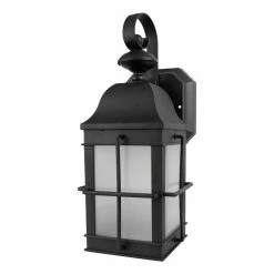 SOLUS Sedona Outdoor Wall Lantern Sconce with 120V 50/60 Hz A19/E26 4000K LED Lamp, 15 in. x 6.125 in., Black, SPC241VF-LE26C-BK