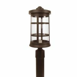 SOLUS Artisan Round Post Top Mount Outdoor Light Fixture, 17.25 in. x 7.25 in., Bronze, SPC50TC-BZ