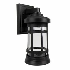 SOLUS Artisan Round Wall Mount Outdoor Light Fixture, 12.75 in. x 5.75 in., Black, SPC50SC-BK