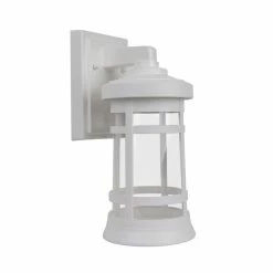 SOLUS Artisan Round Wall Mount Outdoor Light Fixture, 12.75 in. x 5.75 in., White, SPC50SC-WH