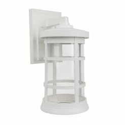 SOLUS Artisan Round Wall Mount Outdoor Light Fixture, 15.25 in. x 7.4 in., White, SPC50VC-WH